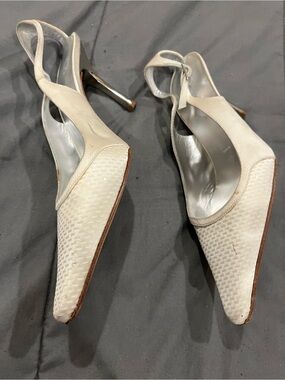 St. John Ivory Slingback Pointed-Toe Stiletto Heels